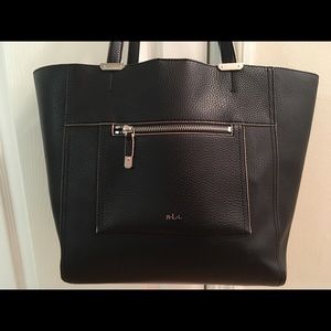 Large Ralph Lauren black leather tote like new
